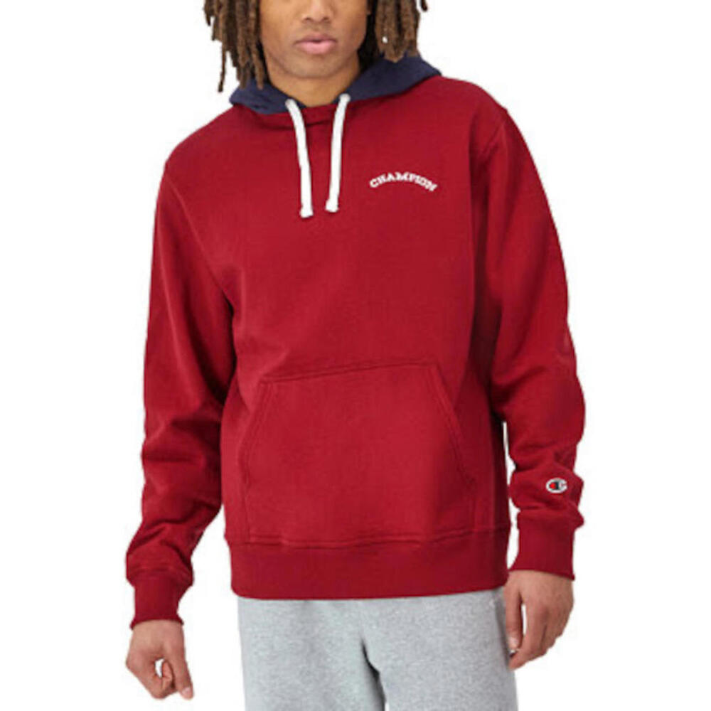 NEW Champion Colorblock‎ Powerblend Hoodie X Cardinal Red Navy Blue Y2K 90s